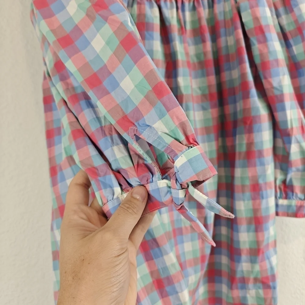 Kate Spade Nwot Madras Plaid Off Shoulder Cotton Top Broome St Size M